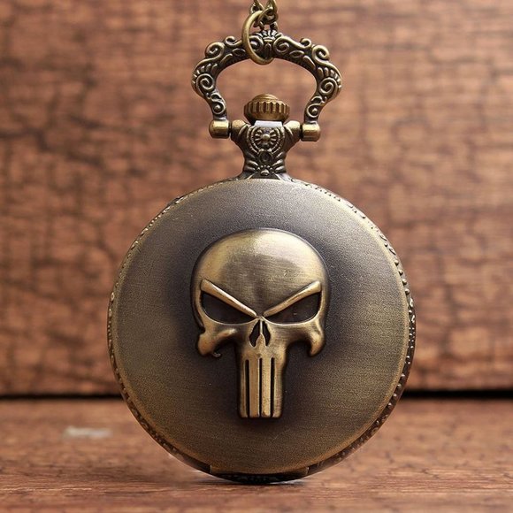 Punisher Pocket Watch NEW VIntage Antique Bronze - Picture 1 of 3